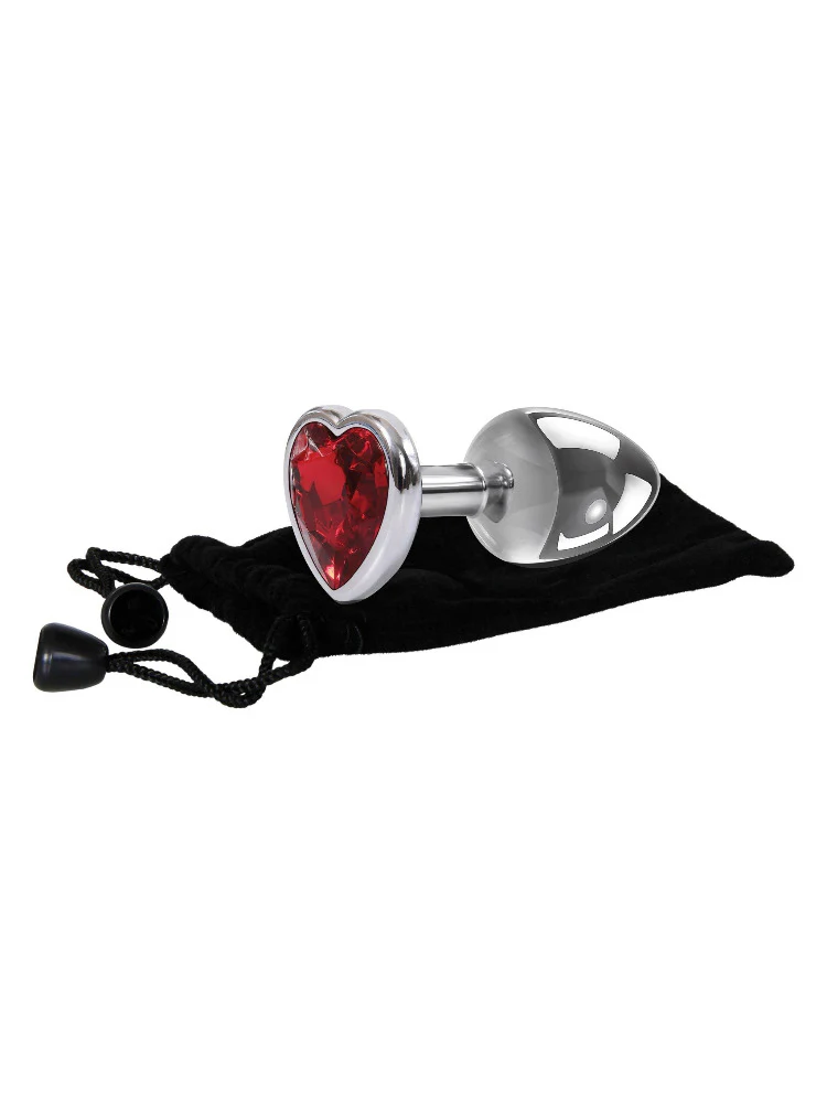 Adam & Eve Red Hearts Gem Metal Anal Plugs - Image 5